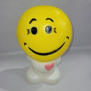 Happy Smiley Face 11" Plastic Vintage 1970s Coin Bank by Reliable Toys